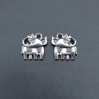 In lega di zinco animali pendenti, lega in zinco, Elefante, placcato argento antico, Sostenibile & Resistente alla corrosione & DIY, assenza di nichel,piombo&cadmio, 15x14mm, Appross. 100PC/borsa, Venduto da borsa