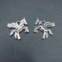 Zink-Aluminium-Anhänger, Zinklegierung, Einhorn, antik silberfarben plattiert, nachhaltiges & Korrosionsbeständig & DIY, frei von Nickel, Blei & Kadmium, 26x23mm, ca. 100PCs/Tasche, verkauft von Tasche