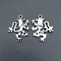 Sinc Alloy Pendants Ainmhithe, Lion, dath airgid antique plátáilte, Inbhuanaithe & Creimeadh-Resistant & DIY, nicil, luaidhe & caidmiam saor in aisce, 28x22mm, Thart 100ríomhairí pearsanta/Mála, Díolta De réir Mála