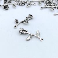 Zinklegierung Blume Anhänger, Rose, antik silberfarben plattiert, nachhaltiges & Korrosionsbeständig & DIY, frei von Nickel, Blei & Kadmium, 34x22mm, ca. 100PCs/Tasche, verkauft von Tasche