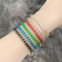 Pulseras de latón, metal, chapado, Joyería & micro arcilla de zirconia cúbica, más colores para la opción, libre de níquel, plomo & cadmio, 92x6mm, longitud 18 cm, Vendido por UD