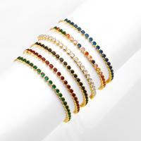 Bracelets en laiton, Placage, bijoux de mode & pavé de micro zircon, plus de couleurs à choisir, protéger l'environnement, sans nickel, plomb et cadmium, 90x3mm, Longueur 27 cm, Vendu par PC