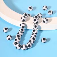 Perle acrylique, Football, DIY, blanc et noir, 12mm, Trou:Environ 2.5mm, 100PC/sac, Vendu par sac