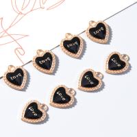 Ciondoli a cuore in lega di zinco, lega in zinco, placcato, DIY, nero, assenza di nichel,piombo&cadmio, 13x13mm, Foro:Appross. 2mm, 10PC/borsa, Venduto da borsa