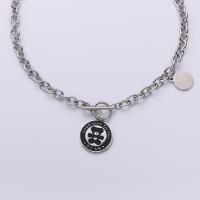 Titanium Staal Halsketting, Rond plat, gepolijst, mode sieraden & met beer patroon & uniseks, oorspronkelijke kleur, Lengte Ca 17.7 inch, Verkocht door PC