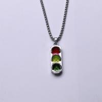 Titan Stål Halsband, med zinklegering hänge, Traffic Light, plated, mode smycken & Unisex & box kedja, 37x13mm, Längd Ca 27.5 inch, Säljs av PC