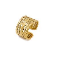 acero inoxidable 304 Anillo de dedo Cuff, Patrón Geométrico, chapado en oro de 18 K, ajustable & para mujer & hueco, 13mm, Vendido por UD