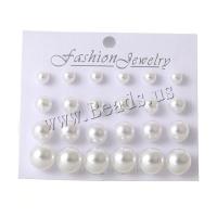 Bijoux boucles d'oreilles, perle de plastique, 12 pièces & bijoux de mode & pour femme, plus de couleurs à choisir, 6mm/8mm/10mm/12mm, Vendu par fixé