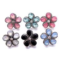 Zinc Alloy Snap Button Bracelet Clasp Flower antique silver color plated fashion jewelry & DIY & with rhinestone nickel lead & cadmium free Sold By PC