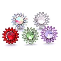 Zinc Alloy Snap Button Bracelet Clasp Flower platinum color plated fashion jewelry & DIY & with rhinestone nickel lead & cadmium free Sold By PC