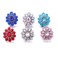 Zinc Alloy Snap Button Bracelet Clasp Flower platinum color plated fashion jewelry & DIY & with rhinestone nickel lead & cadmium free Sold By PC