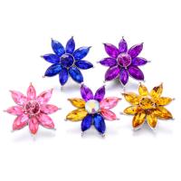 Zinc Alloy Snap Button Bracelet Clasp Flower platinum color plated fashion jewelry & DIY & with rhinestone nickel lead & cadmium free Sold By PC