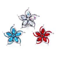 Zinc Alloy Snap Button Bracelet Clasp Flower platinum color plated fashion jewelry & DIY & with rhinestone nickel lead & cadmium free Sold By PC