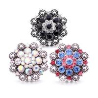 Zinc Alloy Snap Button Bracelet Clasp Flower antique silver color plated fashion jewelry & DIY & with rhinestone nickel lead & cadmium free Sold By PC