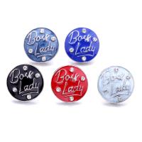 Cink Alloy Komad Button Narukvica kopča, Krug, platine boja pozlaćen, modni nakit & možete DIY & emajl & s Rhinestone, više boja za izbor, nikal, olovo i kadmij besplatno, 19x19mm, Prodano By PC