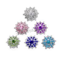 Zinc Alloy Snap Button Bracelet Clasp Flower platinum color plated fashion jewelry & DIY & with rhinestone nickel lead & cadmium free Sold By PC