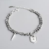 Argent sterling 925 bracelet, avec 1.18inch chaînes de rallonge, bijoux de mode & pour femme, protéger l'environnement, sans nickel, plomb et cadmium, Longueur Environ 6.69 pouce, Vendu par PC