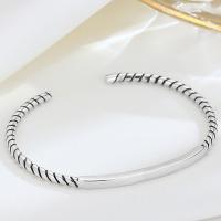 Argent sterling 925 bracelet manchette, bijoux de mode & pour femme, protéger l'environnement, sans nickel, plomb et cadmium, 2mm, Diamètre intérieur:Environ 48mm, Vendu par PC