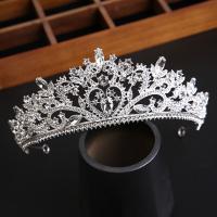 Tiaras, liga de zinco, cromado de cor prateada, joias de moda & para mulher & com strass, prateado, níquel, chumbo e cádmio livre, 350x140x65mm, vendido por PC