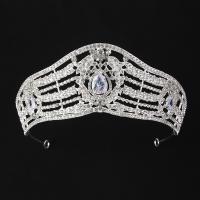 Tiaras, Cink ötvözet, -val Cubic cirkónium, ezüst színű bevonattal, divat ékszerek & a nő & strasszos, ezüst, nikkel, ólom és kadmium mentes, 330x140x65mm, Által értékesített PC