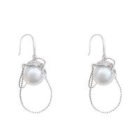 Pendientes de Gota en Latón, metal, con Perlas plásticas, Joyería & micro arcilla de zirconia cúbica & para mujer, libre de níquel, plomo & cadmio, 49mm, Vendido por Par