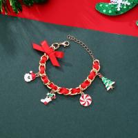 Bracelet de vacances de Noël, alliage de zinc, Conception de Noël & bijoux de mode & pour femme & émail, rouge, protéger l'environnement, sans nickel, plomb et cadmium, Longueur Environ 15-20 cm, Vendu par PC