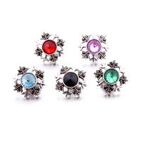 Cink Alloy Komad Button Narukvica kopča, Pahuljica, starinski srebrne boje pozlaćen, modni nakit & možete DIY & s Rhinestone, više boja za izbor, nikal, olovo i kadmij besplatno, 18x18mm, Prodano By PC