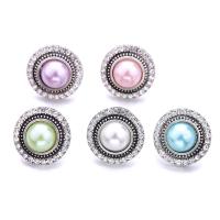 Zinc Alloy Snap Button Bracelet Clasp with Plastic Pearl Round antique silver color plated fashion jewelry & DIY & with rhinestone nickel lead & cadmium free Sold By PC