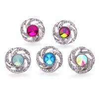 Cink Alloy Komad Button Narukvica kopča, Krug, platine boja pozlaćen, modni nakit & možete DIY & s Rhinestone & šupalj, više boja za izbor, nikal, olovo i kadmij besplatno, 19x19mm, Prodano By PC