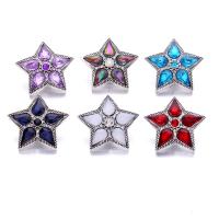 aleación de zinc Botón Chunk pulsera del corchete, Estrella, chapado en color de plata antigua, Joyería & Bricolaje & con diamantes de imitación, más colores para la opción, libre de níquel, plomo & cadmio, 23x23mm, Vendido por UD