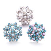 Zinc Alloy Chunk Button Armband Sluiting, met Plastic Pearl, Bloem, platinum plated, mode sieraden & DIY & met strass, meer kleuren voor de keuze, nikkel, lood en cadmium vrij, 19x19mm, Verkocht door PC