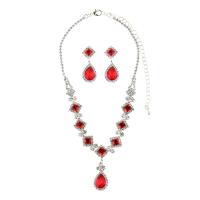 Set di gioielli di strass, orecchino & Collana, with ottone, Lacrima, placcato color argento, per la donna, nessuno, 10.5cm,3.8cm, Lunghezza 45 cm, Venduto da set