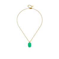 aventurine vert collier, avec Acier titane, Motif géométrique, bijoux de mode & unisexe, plus de couleurs à choisir, 14x20x6mm, Longueur Environ 17.7 pouce, Vendu par PC