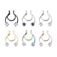 Acier titane Bijoux de Piercing de Nez, bijoux de mode & unisexe & pavé de micro zircon, plus de couleurs à choisir, 15x18mm, Vendu par PC