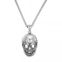 Titan Stål Halsband, Skull, mode smycken & för människan, ursprungliga färgen, 23.70x40mm, Längd Ca 23.6 inch, Säljs av PC