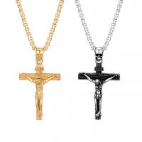 Acier titane collier, Crucifix, bijoux de mode & pour homme, plus de couleurs à choisir, 29x48.20mm, Longueur Environ 23.6 pouce, Vendu par PC