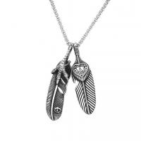 Titan Stål Halsband, Feather, mode smycken & för människan, ursprungliga färgen, Längd Ca 25.6 inch, Säljs av PC