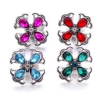 Zinc Alloy Snap Button Bracelet Clasp Flower antique silver color plated fashion jewelry & DIY & with rhinestone nickel lead & cadmium free Sold By PC