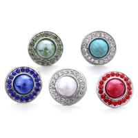 Cink Alloy Komad Button Narukvica kopča, s Plastika, Krug, platine boja pozlaćen, modni nakit & možete DIY & s Rhinestone, više boja za izbor, nikal, olovo i kadmij besplatno, 19x19mm, Prodano By PC