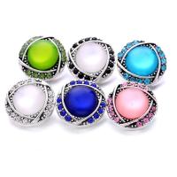 alliage de zinc Bouton de Chunk bracelet fermoir, avec plastique, Rond, Plaqué de couleur d'argent, bijoux de mode & DIY & avec strass, plus de couleurs à choisir, protéger l'environnement, sans nickel, plomb et cadmium, 19x19mm, Vendu par PC