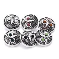 Cink Alloy Komad Button Narukvica kopča, Sova, starinski srebrne boje pozlaćen, modni nakit & možete DIY & s Rhinestone, više boja za izbor, nikal, olovo i kadmij besplatno, 25x25mm, Prodano By PC