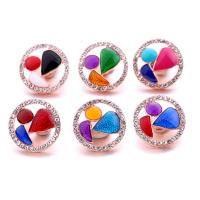 Cink Alloy Komad Button Narukvica kopča, Krug, porasla zlatna boja pozlatom, modni nakit & možete DIY & emajl & s Rhinestone & šupalj, više boja za izbor, nikal, olovo i kadmij besplatno, 19x19mm, Prodano By PC