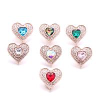 Zinc Alloy Chunk Knap armbånd lås, Heart, rosa guld farve forgyldt, mode smykker & du kan DIY & med rhinestone, flere farver til valg, nikkel, bly & cadmium fri, 19x20mm, Solgt af PC