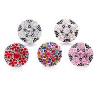 Cink Alloy Komad Button Narukvica kopča, Krug, starinski srebrne boje pozlaćen, modni nakit & možete DIY & s Rhinestone, više boja za izbor, nikal, olovo i kadmij besplatno, 19x19mm, Prodano By PC