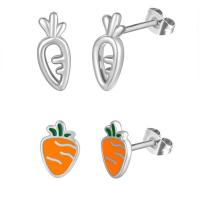 Orecchini in acciaio inossidabile, 316L acciaio inox, Carota, gioielli di moda & stili diversi per la scelta & per la donna & smalto & cavo, nessuno, 10mm, Venduto da coppia