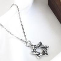 925 Sterling Silver Necklaces with 1.97inch extender chain Hexagram silver color plated fashion jewelry & for woman nickel lead & cadmium free 19mm Length Approx 15.75 Inch Sold By PC