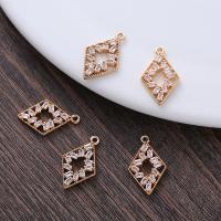 Cubic Zirconia Micro Pave bronze Pingente, cobre, Rhombus, banhado, DIY & micro pavimento em zircônia cúbica, dourado, níquel, chumbo e cádmio livre, 19.50x12mm, vendido por PC