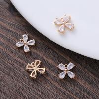 Kubik Zirkonium mikro bana Mässing hängande, Four Leaf Clover, plated, DIY & micro bana cubic zirconia, guld, nickel, bly och kadmium gratis, 11x11mm, Säljs av PC