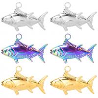 Aço inoxidável animal Pingentes, Aço inoxidável 304, Peixe, joias de moda & unissex & cadeia oval & Vario tipos a sua escolha, Mais cores pare escolha, 29x20x3mm, Buraco:Aprox 3mm, comprimento 50 cm, vendido por PC