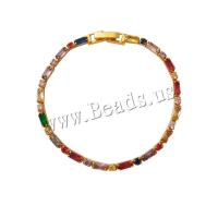 Pulseras de latón, metal, chapado en color dorado, Joyería & micro arcilla de zirconia cúbica & para mujer, multicolor, libre de níquel, plomo & cadmio, longitud aproximado 6.69 Inch, Vendido por UD